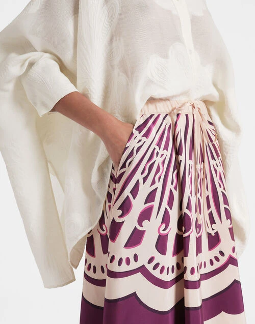 Drawstring Skirt Fans Placée Purple In Faille 4 Drawstring Skirt Fans Placée Purple In Faille - Image 4