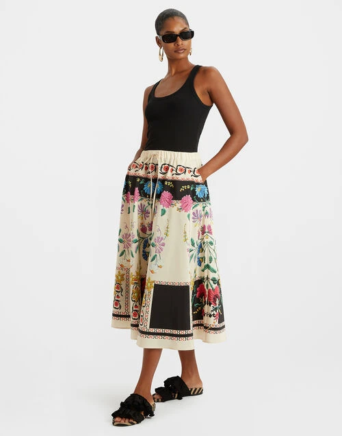 Drawstring Skirt Plaza Placée Ivory In Faille 1 Drawstring Skirt Plaza Placée Ivory In Faille