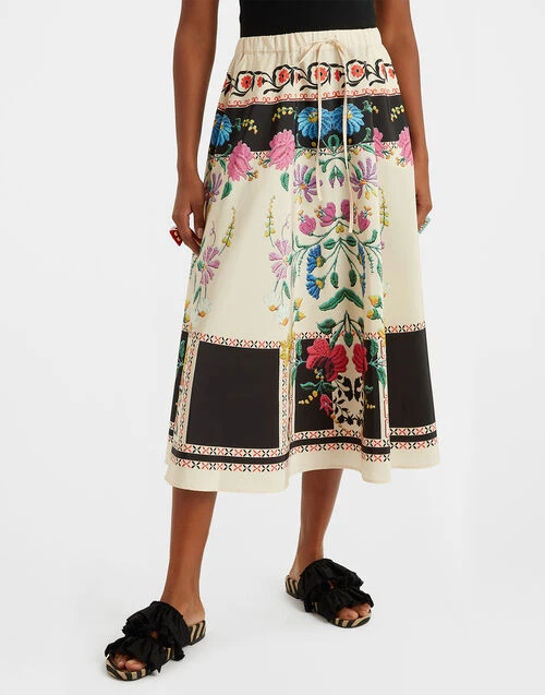 Drawstring Skirt Plaza Placée Ivory In Faille 3 Drawstring Skirt Plaza Placée Ivory In Faille - Image 3