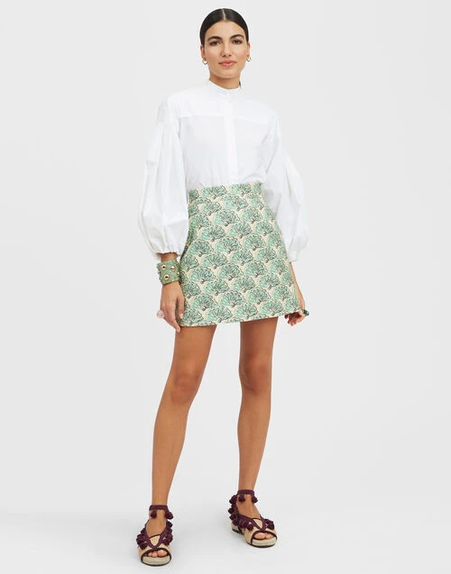 Baia Mini Skirt Fans Mint In Shot Cotton 1 Baia Mini Skirt Fans Mint In Shot Cotton
