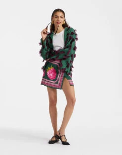 Foulard Mini Skirt Lampone Placée Emerald In Envers Satin -Fashion Clothing SKI0110VIS011FMB06 GR04