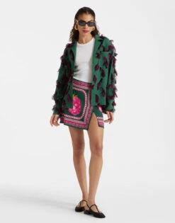Foulard Mini Skirt Lampone Placée Emerald In Envers Satin