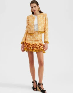 Pincho Mini Skirt Fans Gold In Jacquard