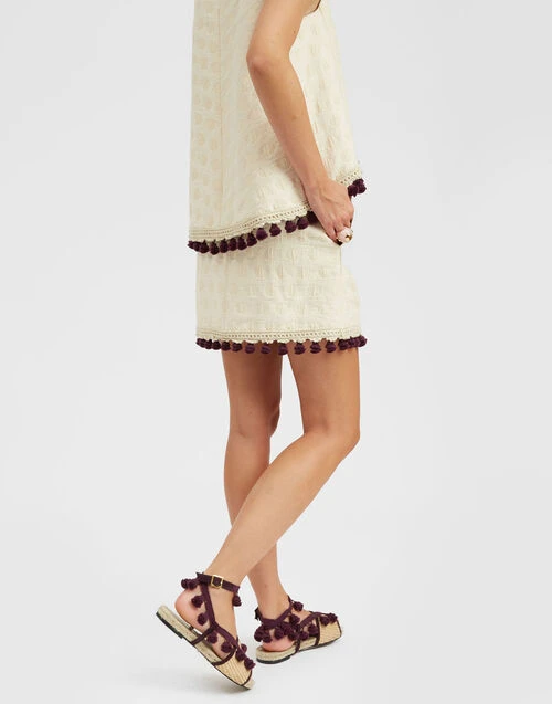 Baia Mini Skirt Embroidered Creamy In Jacquard 2 Baia Mini Skirt Embroidered Creamy In Jacquard - Image 2