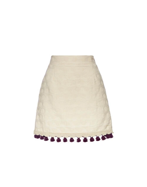 Baia Mini Skirt Embroidered Creamy In Jacquard 4 Baia Mini Skirt Embroidered Creamy In Jacquard - Image 4