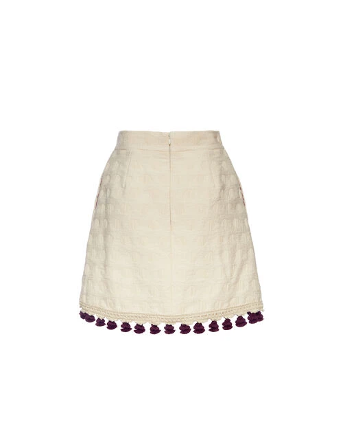 Baia Mini Skirt Embroidered Creamy In Jacquard 5 Baia Mini Skirt Embroidered Creamy In Jacquard - Image 5