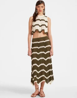 Chevron Skirt Solid Camouflage In Knit Chevron