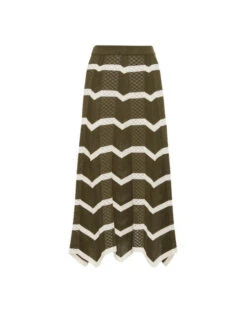 Chevron Skirt Solid Camouflage In Knit Chevron -Fashion Clothing SKI0126KNI084VA254 GR08 7