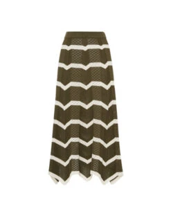 Chevron Skirt Solid Camouflage In Knit Chevron -Fashion Clothing SKI0126KNI084VA254 GR08 8