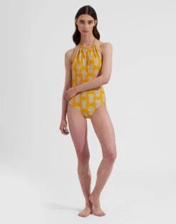 Esther Swimsuit Pineapple Sunflower In Lycra -Fashion Clothing SWI0035LYC001PNP20 YE02 1