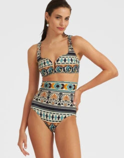 Barbarella Bikini Top Casareale Small Placèe Cream In Lycra