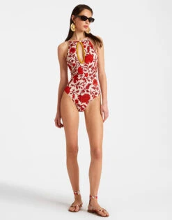 Fonda Swimsuit Dragonflower Mini Red In Lycra -Fashion Clothing SWI0073LYC001DRE02 RE01 3