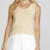 She + Sky Sleeveless Textured Sweater Top