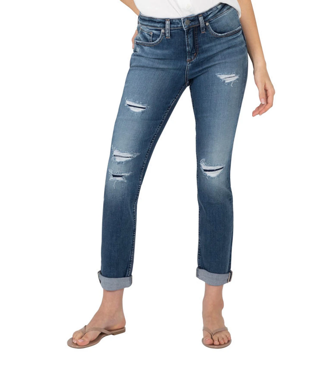Silver Beau Mid Rise Girlfriend Jean 1 Silver Beau Mid Rise Girlfriend Jean