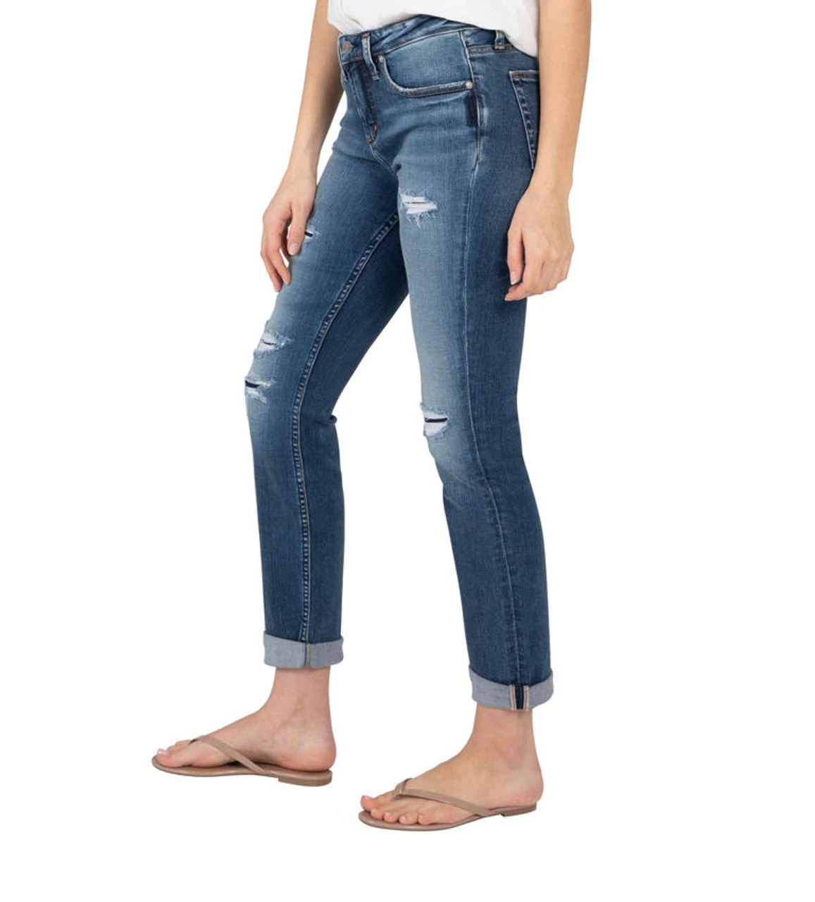 Silver Beau Mid Rise Girlfriend Jean 2 Silver Beau Mid Rise Girlfriend Jean - Image 2