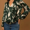 Surplice Abstract Print Top