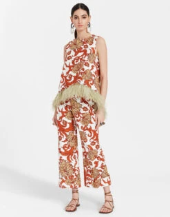 La Scala Top Reef White In Shot Cotton With Feathers -Fashion Clothing TOP0013COT005REE01 WH01 2