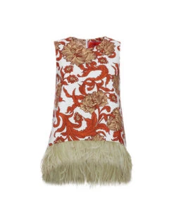 La Scala Top Reef White In Shot Cotton With Feathers -Fashion Clothing TOP0013COT005REE01 WH01 7