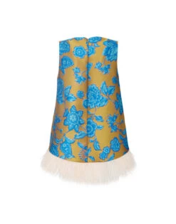 La Scala Top Hottie Turquoise In Jacquard With Feathers -Fashion Clothing TOP0013JCQ073HOT02 BU08 5