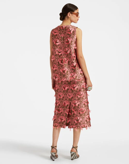 La Scala Top Grove Kaki/Pink In Jacquard 2 La Scala Top Grove Kaki/Pink In Jacquard - Image 2