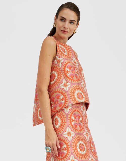 La Scala Top Sun Orange In Jacquard 1 La Scala Top Sun Orange In Jacquard