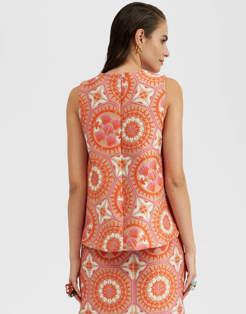 La Scala Top Sun Orange In Jacquard 2 La Scala Top Sun Orange In Jacquard - Image 2