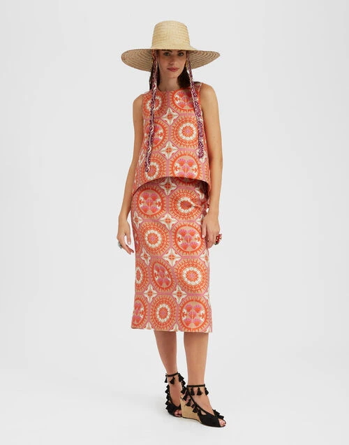 La Scala Top Sun Orange In Jacquard 3 La Scala Top Sun Orange In Jacquard - Image 3