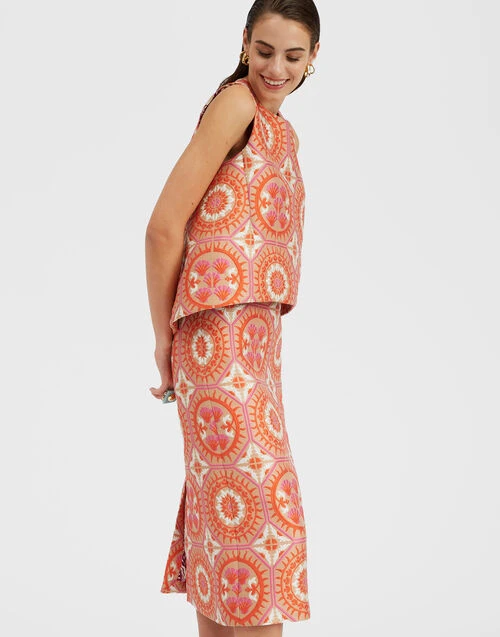 La Scala Top Sun Orange In Jacquard 4 La Scala Top Sun Orange In Jacquard - Image 4