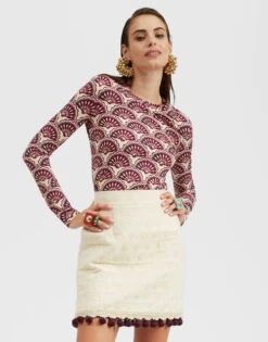 Crew Top Fans Purple In Skinny Jersey