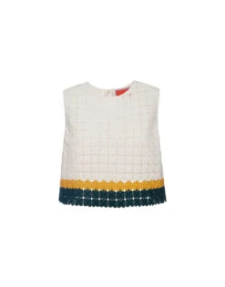 Aria Top Clover White In Embroidered Cotton -Fashion Clothing TOP0125EMB030CLO04 WH01 4