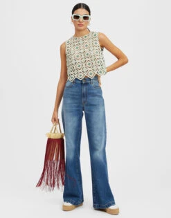 Aria Top Agua Cream In Macramé -Fashion Clothing TOP0125JCQ078AGU01 WH03 2