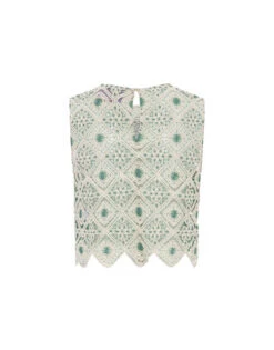 Aria Top Agua Cream In Macramé -Fashion Clothing TOP0125JCQ078AGU01 WH03 6