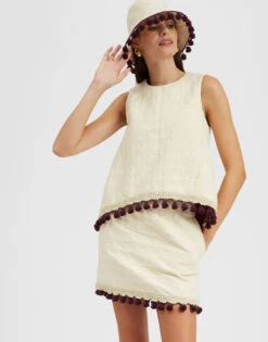 La Scala Top Creamy In Jacquard With Tassels 9 La Scala Top Creamy In Jacquard With Tassels -Fashion Clothing TOP0128JCQ076CRA01 WH03 2