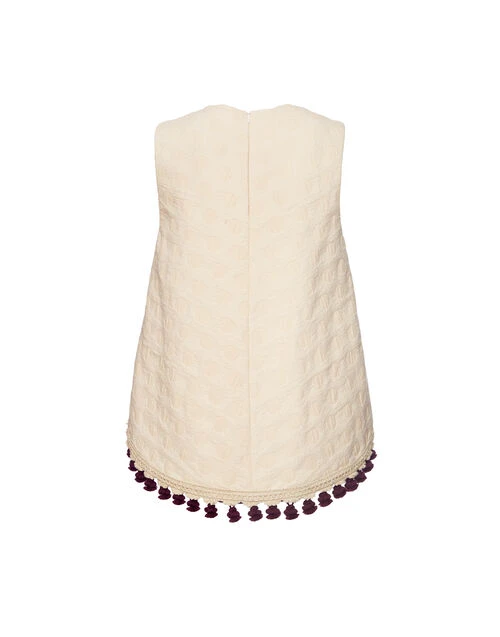 La Scala Top Creamy In Jacquard With Tassels 6 La Scala Top Creamy In Jacquard With Tassels - Image 6