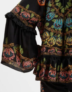 Boho Blouse Eve Black In Crepe De Chine -Fashion Clothing TOP0132CRE005EEC01 BL01 3