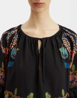 Boho Blouse Eve Black In Crepe De Chine -Fashion Clothing TOP0132CRE005EEC01 BL01 4