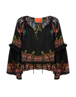 Boho Blouse Eve Black In Crepe De Chine -Fashion Clothing TOP0132CRE005EEC01 BL01 5