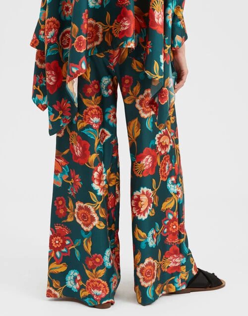 Palazzo Pants Hottie Emerald In Silk Twill 2 Palazzo Pants Hottie Emerald In Silk Twill - Image 2