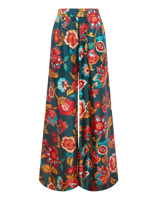 Palazzo Pants Hottie Emerald In Silk Twill 5 Palazzo Pants Hottie Emerald In Silk Twill - Image 5