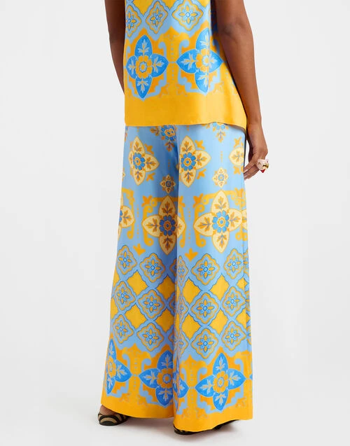 Palazzo Pants Partenope Light Blue In Silk Twill 2 Palazzo Pants Partenope Light Blue In Silk Twill - Image 2