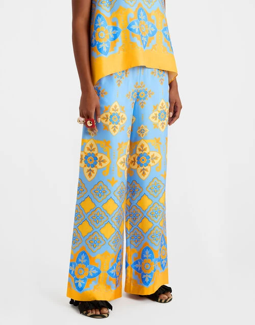 Palazzo Pants Partenope Light Blue In Silk Twill 3 Palazzo Pants Partenope Light Blue In Silk Twill - Image 3