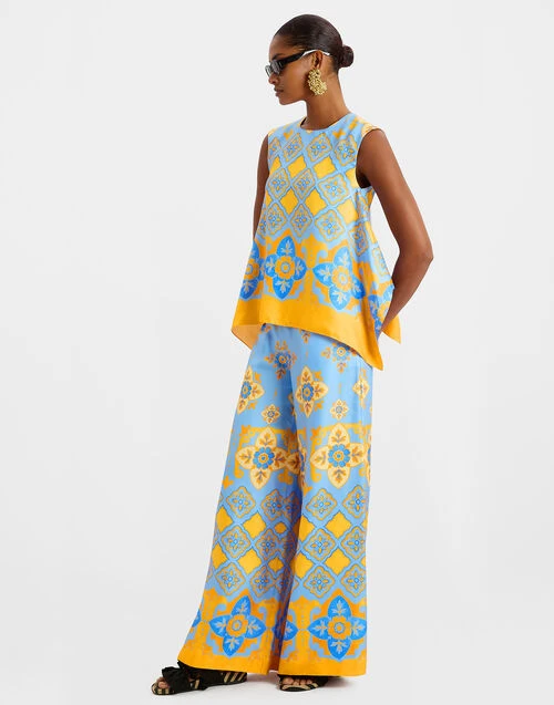 Palazzo Pants Partenope Light Blue In Silk Twill 4 Palazzo Pants Partenope Light Blue In Silk Twill - Image 4