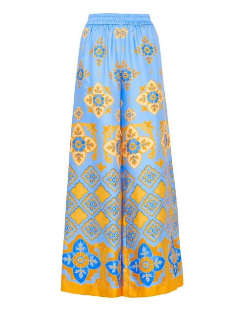 Palazzo Pants Partenope Light Blue In Silk Twill 5 Palazzo Pants Partenope Light Blue In Silk Twill - Image 5