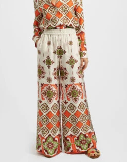 Palazzo Pants Partenope Placée In Twill Silk