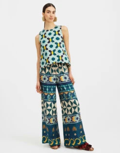 Palazzo Pants Casareale Placèe Emerald In Silk Twill -Fashion Clothing TRO0003SIL001REA01 GR04 3