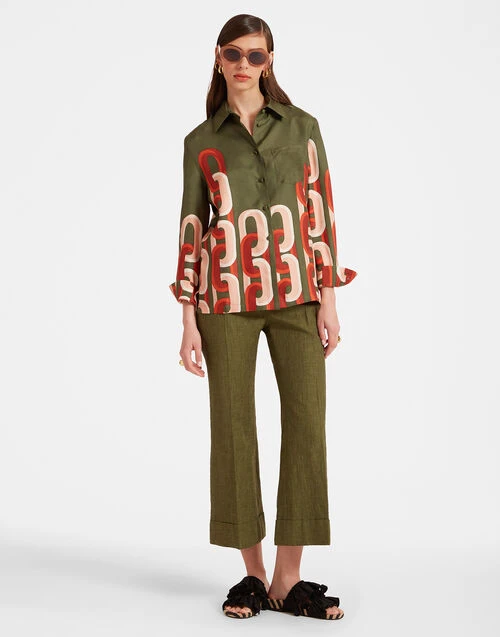 Hendrix Pants Solid Camouflage In Shot Cotton 4 Hendrix Pants Solid Camouflage In Shot Cotton - Image 4