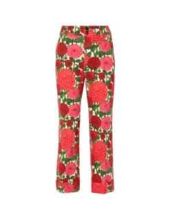 Hendrix Pants Pink Dahlias In Shot Cotton -Fashion Clothing TRO0014COT005 DAH0001 4