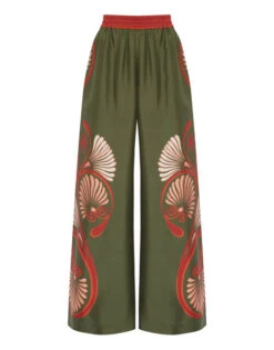 Palazzo Pants Kerylos Placée Dark Green In Silk Twill -Fashion Clothing TRO0026SIL006KER01 GR03 7