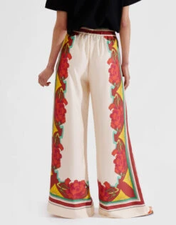 Palazzo Pants Taormina Placée Ivory In Twill Silk -Fashion Clothing TRO0026SIL006LRT01 WH04 2