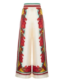 Palazzo Pants Taormina Placée Ivory In Twill Silk -Fashion Clothing TRO0026SIL006LRT01 WH04 4